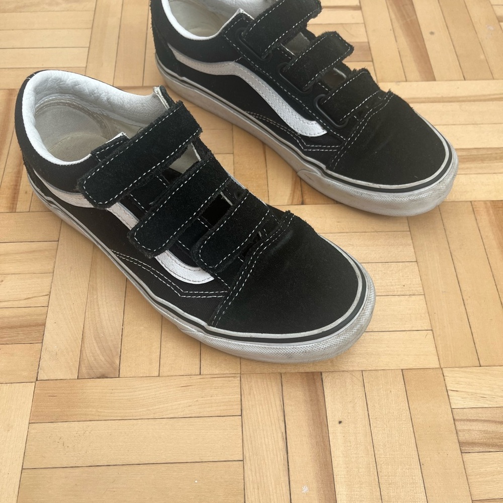 Vans Black and White Velcro Sneakers